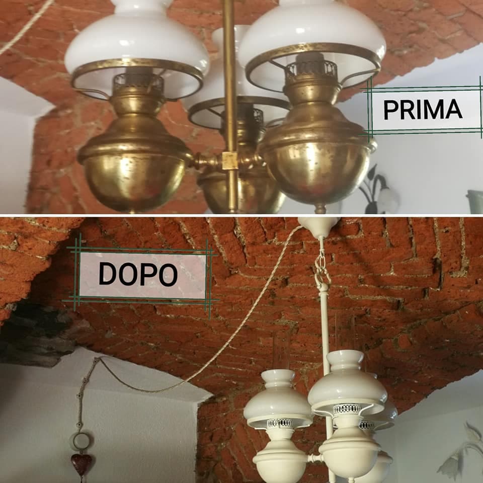 Lampada ottone dipinta