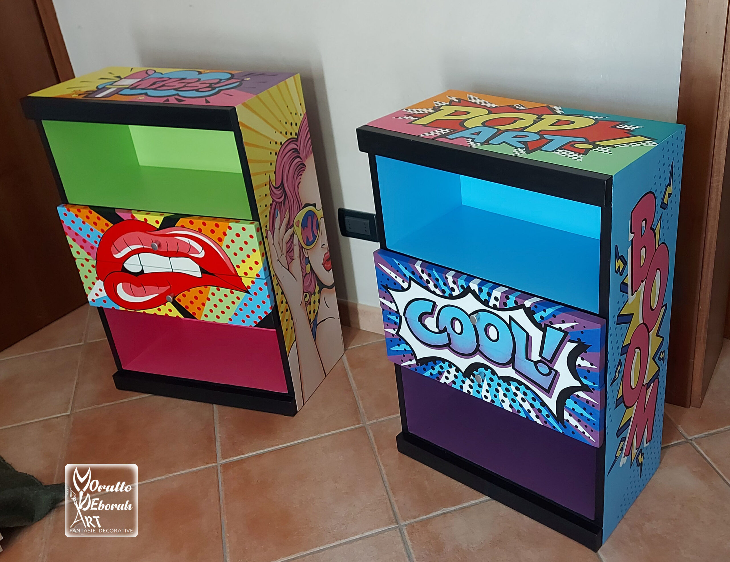 comodini ricolorati pop art