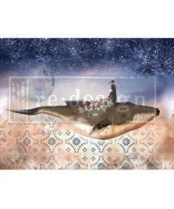 Decor FIBER Paper A1 "WHALE IN COSMOS" Carta ReDesign with Prima