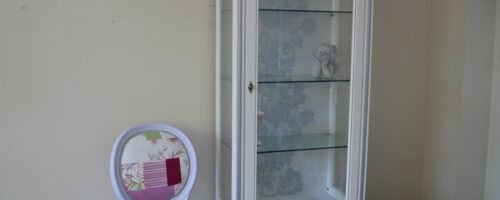vetrinetta bianco argento decorata a mano