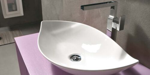 bagno design lavabo foglia ceramica